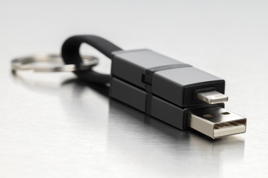 Logotrade Werbegeschenke das Foto: Terra 4-in-1 Schnellladekabel für den Schlüsselbund aus rAlu