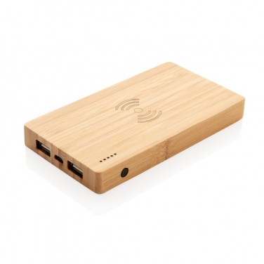Logotrade Geschäftsgeschenke das Foto: Bambus 4.000 mAh Wireless 5W Powerbank
