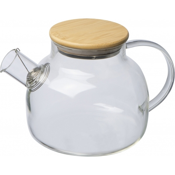 Logotrade werbemittel das Foto: Glaskrug mit Bambusdeckel FRANKFURT 1000ml
