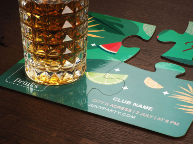 Logotrade Geschäftsgeschenke das Foto: 4er Set PUZZLE Glasuntersetzer 1835117