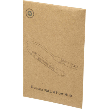 Logotrade Logogeschenke das Foto: Alkaid 4 Port Hub aus recyceltem Aluminium mit USB-A- und Typ-C-Anschlüssen und zwei Eingängen