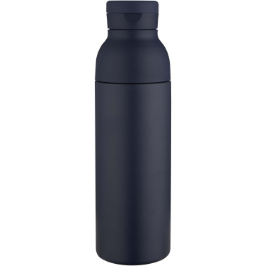 Logotrade Werbeartikel das Foto: Illuminate 650 ml RCS-zertifizierte doppelwandige Trinkflasche aus recyceltem Edelstahl mit 3-teiligem Deckelset