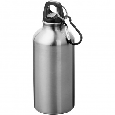 Logo trade promotional merchandise photo of: Oregon 400 ml aluminium water bottle with carabiner