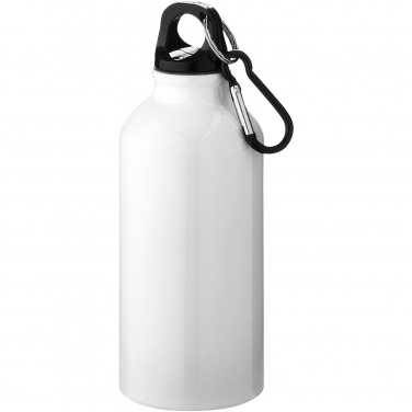 Logo trade promotional giveaway photo of: Oregon 400 ml aluminium water bottle with carabiner