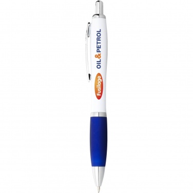 Logo trade corporate gifts picture of: Nash ballpoint pen with white barrel and coloured grip