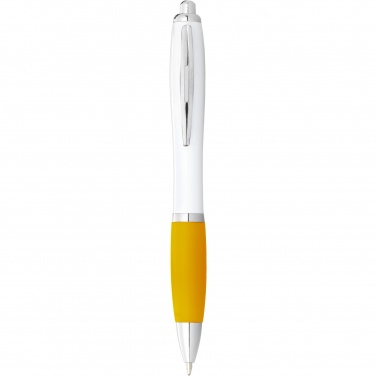 Logotrade corporate gift image of: Nash ballpoint pen with white barrel and coloured grip