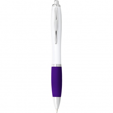 Logotrade promotional products photo of: Nash ballpoint pen with white barrel and coloured grip