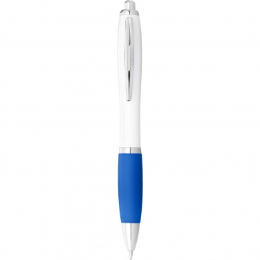 Logo trade advertising product photo of: Nash ballpoint pen with white barrel and coloured grip