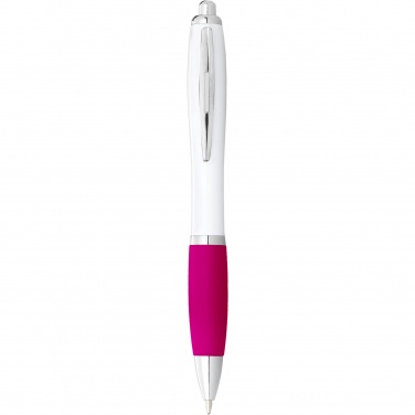 Logo trade promotional gifts picture of: Nash ballpoint pen with white barrel and coloured grip
