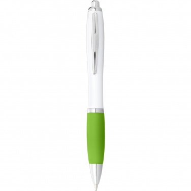 Logo trade promotional merchandise image of: Nash ballpoint pen with white barrel and coloured grip