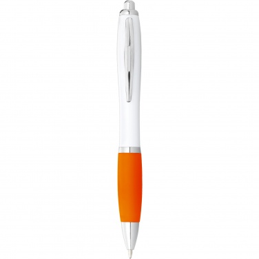 Logotrade promotional giveaway image of: Nash ballpoint pen white barrel and coloured grip