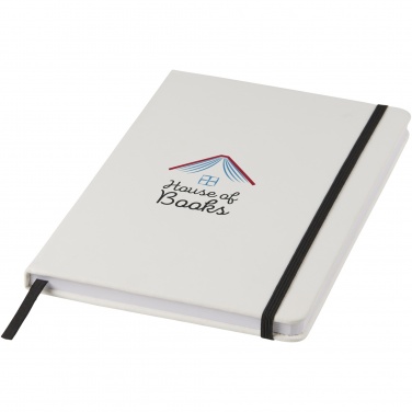 Logotrade promotional item image of: Spectrum A5 white notebook with coloured strap