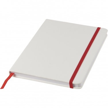 Logo trade corporate gifts image of: Spectrum A5 white notebook with coloured strap