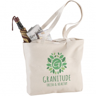 Logo trade business gifts image of: Ningbo 320 g/m² zippered cotton tote bag 15L