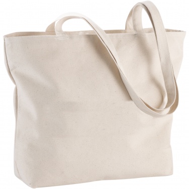 Logo trade business gifts image of: Ningbo 320 g/m² zippered cotton tote bag 15L