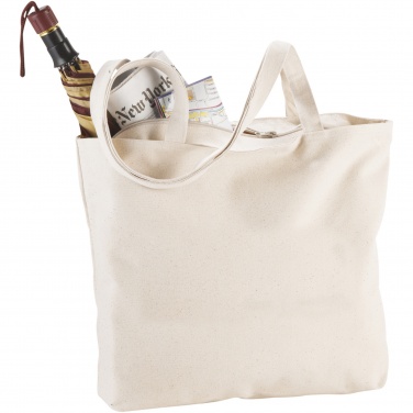 Logotrade promotional gift image of: Ningbo 320 g/m² zippered cotton tote bag 15L