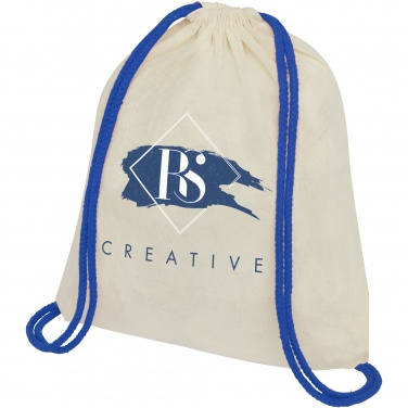 Logotrade corporate gift picture of: Oregon 100 g/m² cotton drawstring bag with coloured cords 5L