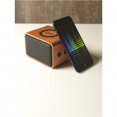 Logotrade advertising product picture of: Wooden 3W speaker with wireless charging pad
