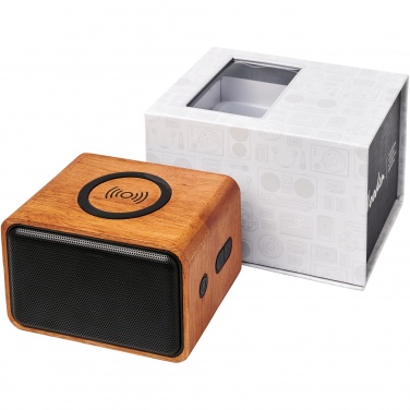 Logotrade promotional merchandise image of: Wooden 3W speaker with wireless charging pad