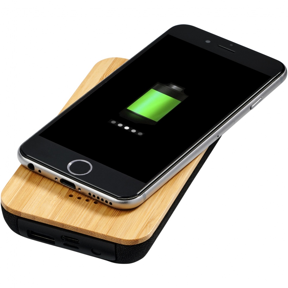 Logotrade advertising product image of: Future 6000 mAh bamboo/fabric wireless power bank