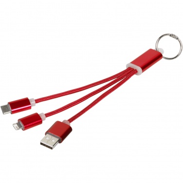 Logo trade corporate gifts picture of: Metal 3-in-1 charging cable with keychain