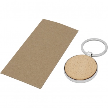 Logo trade promotional giveaways picture of: Moreno beech wood round keychain