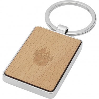Logo trade promotional giveaways picture of: Mauro beech wood rectangular keychain