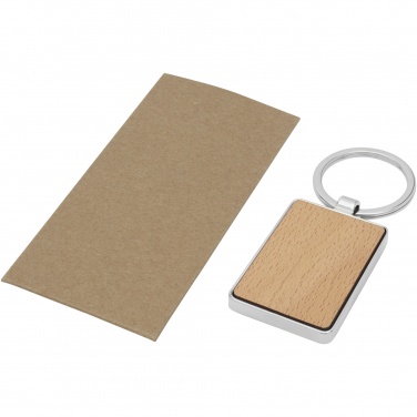 Logo trade promotional product photo of: Mauro beech wood rectangular keychain