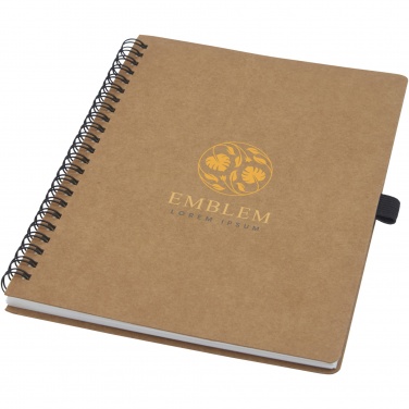 Logo trade business gifts image of: Cobble A5 wire-o recycled cardboard notebook with stone paper