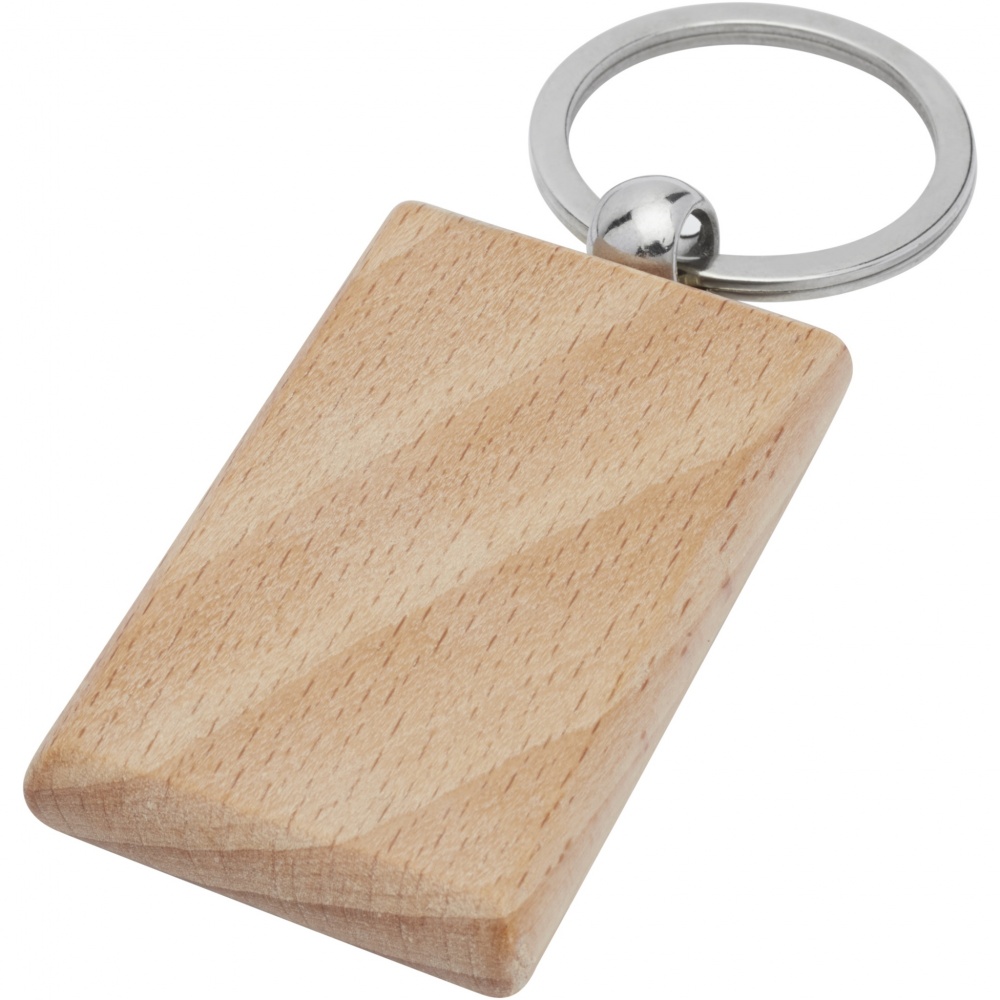 Logo trade business gifts image of: Gian beech wood rectangular keychain