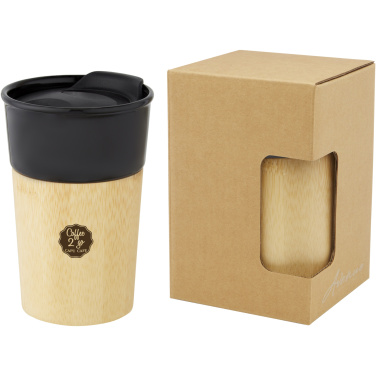 Logo trade promotional item photo of: Pereira 320 ml porcelain mug with bamboo outer wall