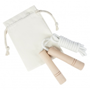 Logo trade promotional gifts image of: Denise wooden skipping rope in cotton pouch