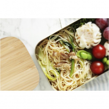 Logo trade business gifts image of: Tite stainless steel lunch box with bamboo lid