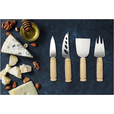 Logo trade corporate gift photo of: Cheds 4-piece bamboo cheese set