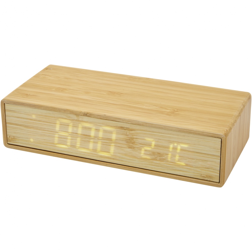 Logotrade promotional merchandise photo of: Minata bamboo wireless charger with clock