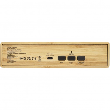 Logo trade promotional items image of: Minata bamboo wireless charger with clock
