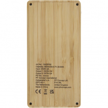 Logotrade promotional merchandise image of: Alata 8000 mAh bamboo solar power bank
