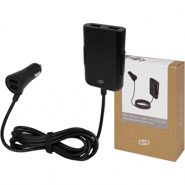 Logo trade advertising products picture of: Pilot dual car charger with QC 3.0 dual back seat extended charger