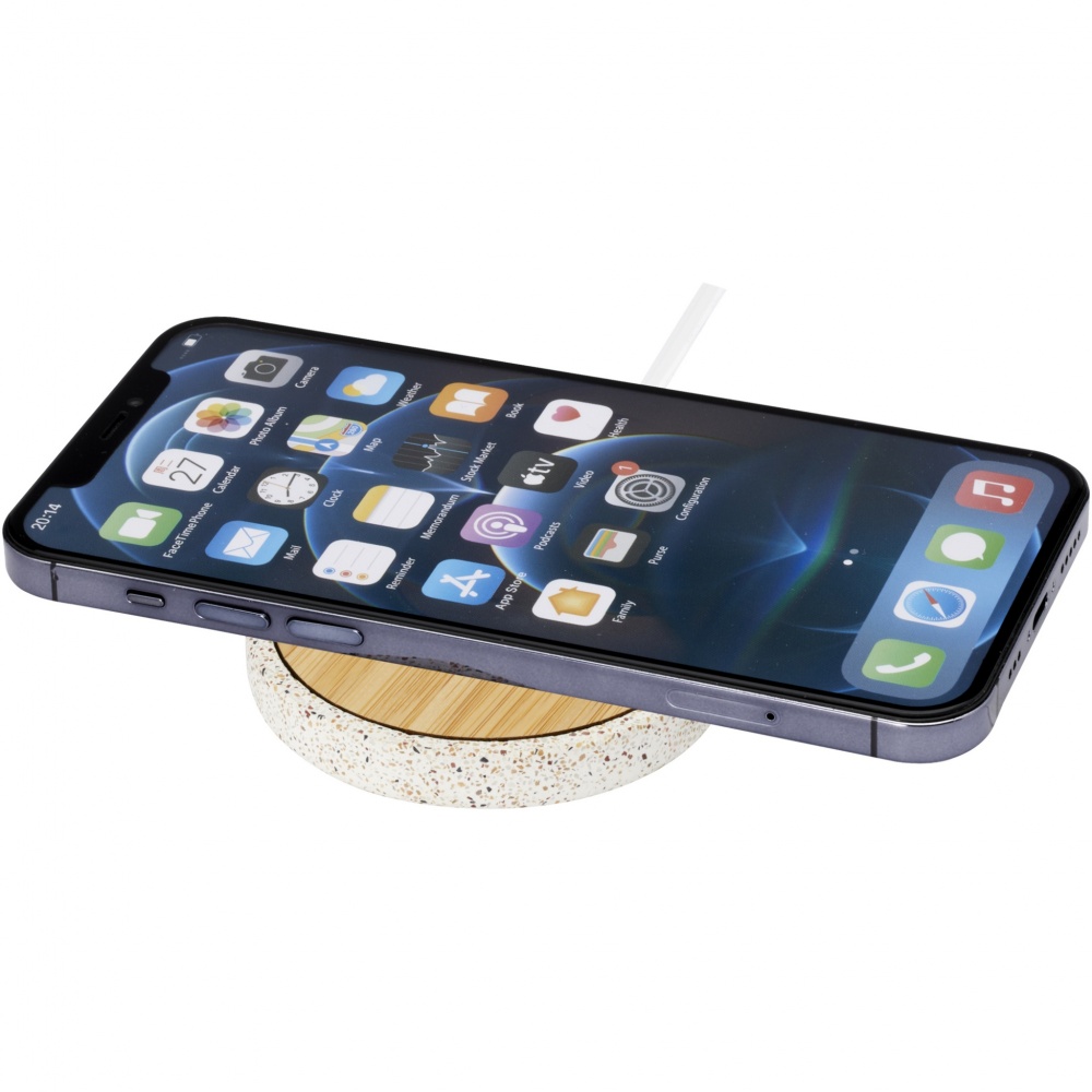 Logotrade promotional items photo of: Terrazzo 10W wireless bamboo charging pad