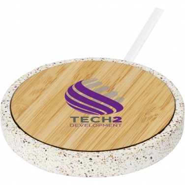Logo trade promotional items picture of: Terrazzo 10W wireless bamboo charging pad