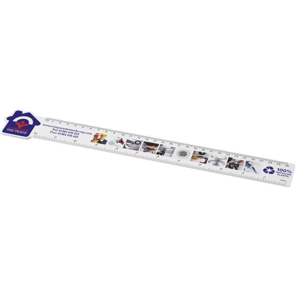 Logo trade promotional items image of: Tait 30cm house-shaped recycled plastic ruler