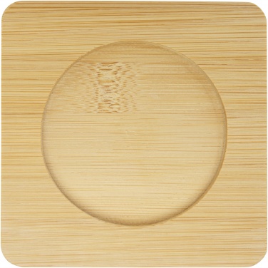 Logo trade promotional giveaways image of: Manti 2-piece 250 ml double-wall glass cup with bamboo coaster 