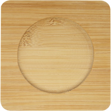 Logo trade promotional products image of: Manti 2-piece 350 ml double-wall glass cup with bamboo coaster 