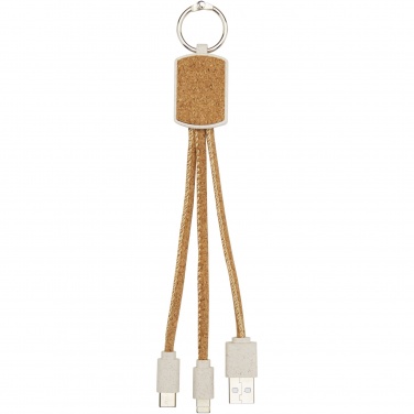 Logo trade promotional items image of: Bates wheat straw and cork 3-in-1 charging cable