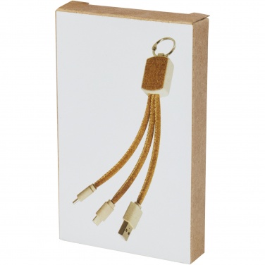 Logo trade promotional products image of: Bates wheat straw and cork 3-in-1 charging cable