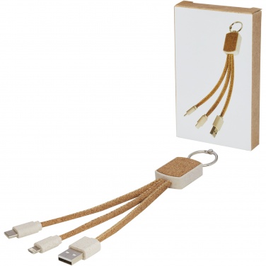 Logotrade promotional gift picture of: Bates wheat straw and cork 3-in-1 charging cable
