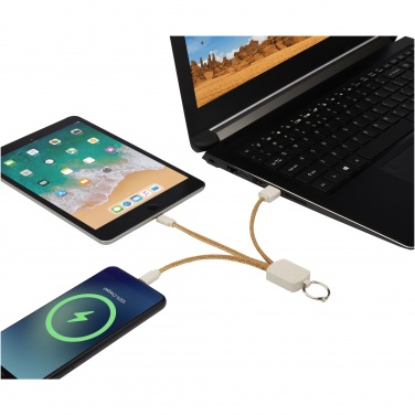 Logo trade promotional merchandise image of: Bates wheat straw and cork 3-in-1 charging cable