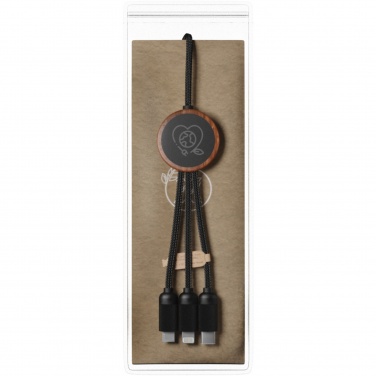 Logo trade promotional gifts picture of: SCX.design C36 3-in-1 rPET light-up logo extended charging cable with round bamboo casing