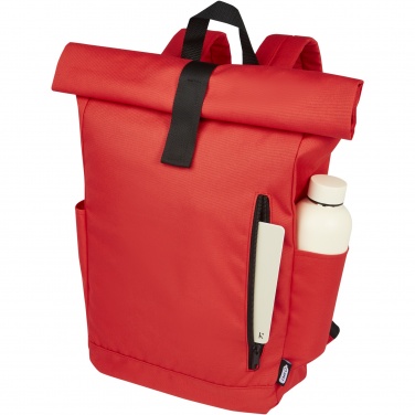 Logo trade promotional giveaway photo of: Byron 15.6" GRS RPET roll-top backpack 18L