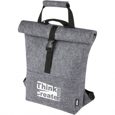 Logo trade business gifts image of: Felta GRS recycled felt roll-top bike bag 13L